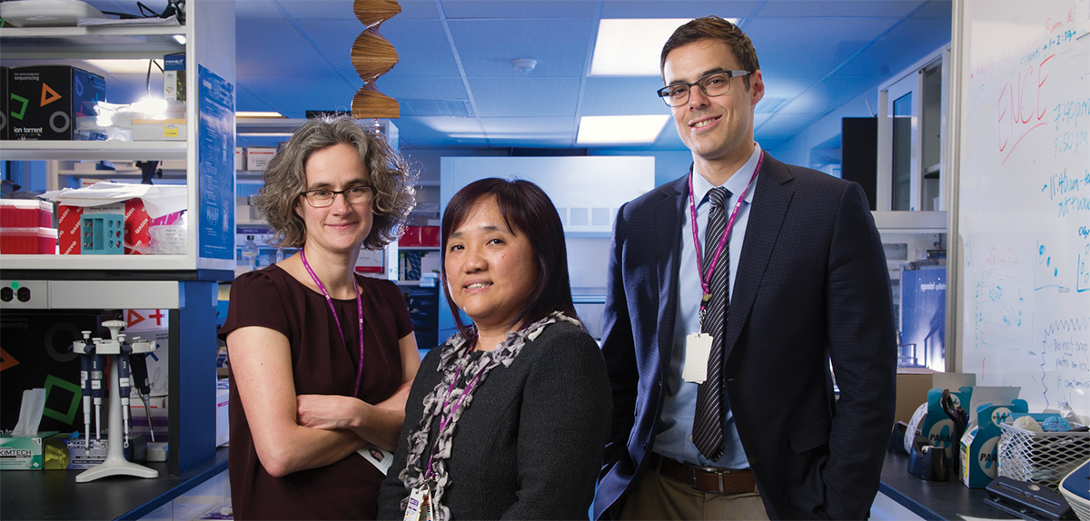 From left, Campbell Institute scientists Drs. Joanne Knight, Fang Liu and Aristotle Voineskos are leading research into schizophrenia.