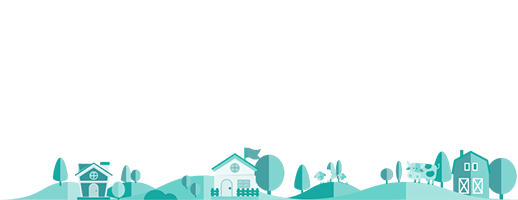 Illustration of Ontario farm landscape with cows and sheep.