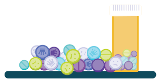 Illustration of ecstasy pills.