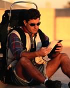 Backpacker reading