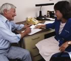 Nurse interviewing older patient