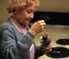 Older woman with cup of tea