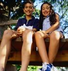 Brother and sister in treehouse