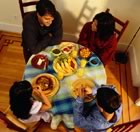 Family breakfast overhead