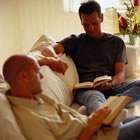 Gay couple reading