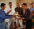 Birthday party with cake