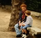 Mother daughter bench outside