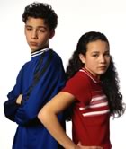 Boy and girl back to back
