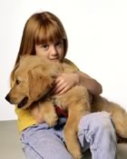 Girl with puppy