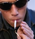 Smoking a joint 